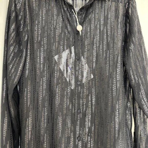(NWT) Armani Exchange Sheer Button-Up Shirt with Metallic Threads - Picture 2 of 8